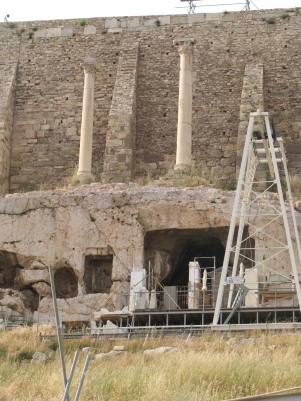 The caves above the theatre of Dionysus in 2009